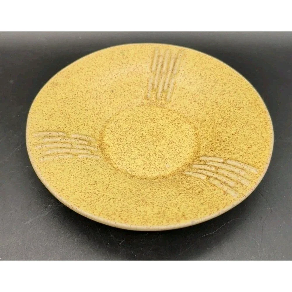 Vtg Brush McCoy Art Pottery Yellow Speckled Bulrush Cattail Bowl USA MCM 6.5